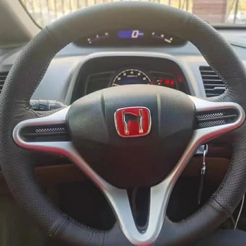 AEETUED Carbon Fiber Style Steering Wheel Trim Cover for Honda Civic 2006-2011 (B-Silvery) thumbnail 3