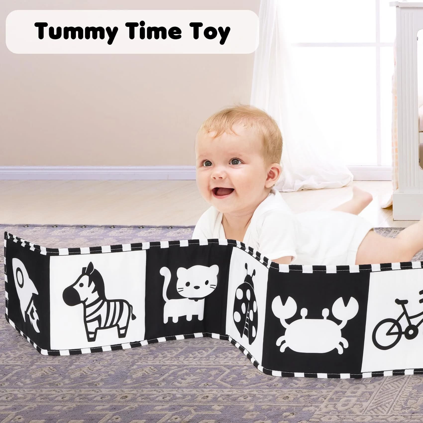 URMYWO High Contrast Baby Book with Mirror | Visual Stimulation Soft Sensory Toy for Newborns 0-12 Months - view 6