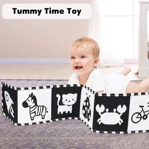 URMYWO High Contrast Baby Book with Mirror | Visual Stimulation Soft Sensory Toy for Newborns 0-12 Months thumbnail 6