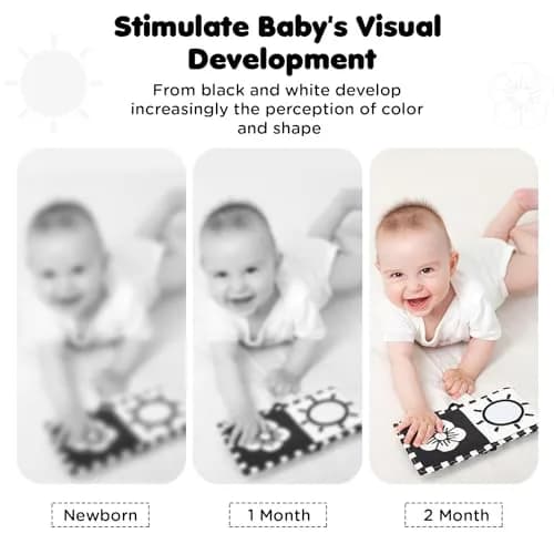URMYWO High Contrast Baby Book with Mirror | Visual Stimulation Soft Sensory Toy for Newborns 0-12 Months thumbnail 3