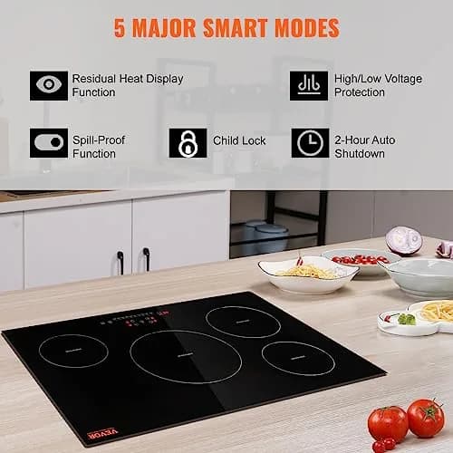VEVOR Electric Cooktop 30'' 4 Burners | 7500W Induction Stove with Touch Control & Child Lock thumbnail 5