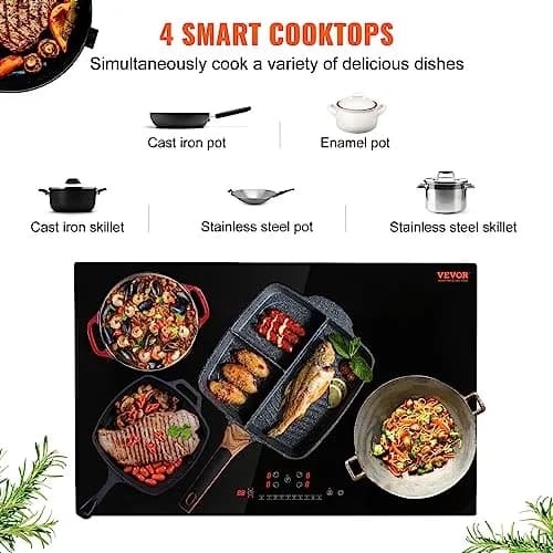 VEVOR Electric Cooktop 30'' 4 Burners | 7500W Induction Stove with Touch Control & Child Lock thumbnail 2