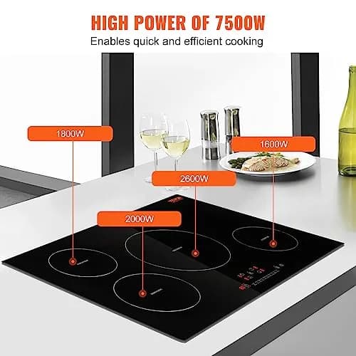 VEVOR Electric Cooktop 30'' 4 Burners | 7500W Induction Stove with Touch Control & Child Lock thumbnail 3