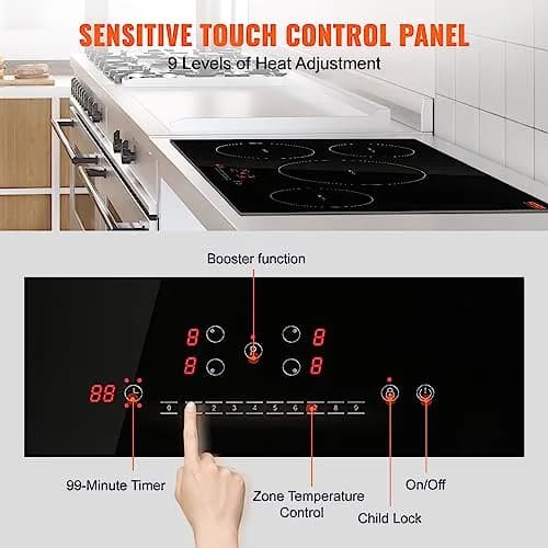 VEVOR Electric Cooktop 30'' 4 Burners | 7500W Induction Stove with Touch Control & Child Lock thumbnail 4