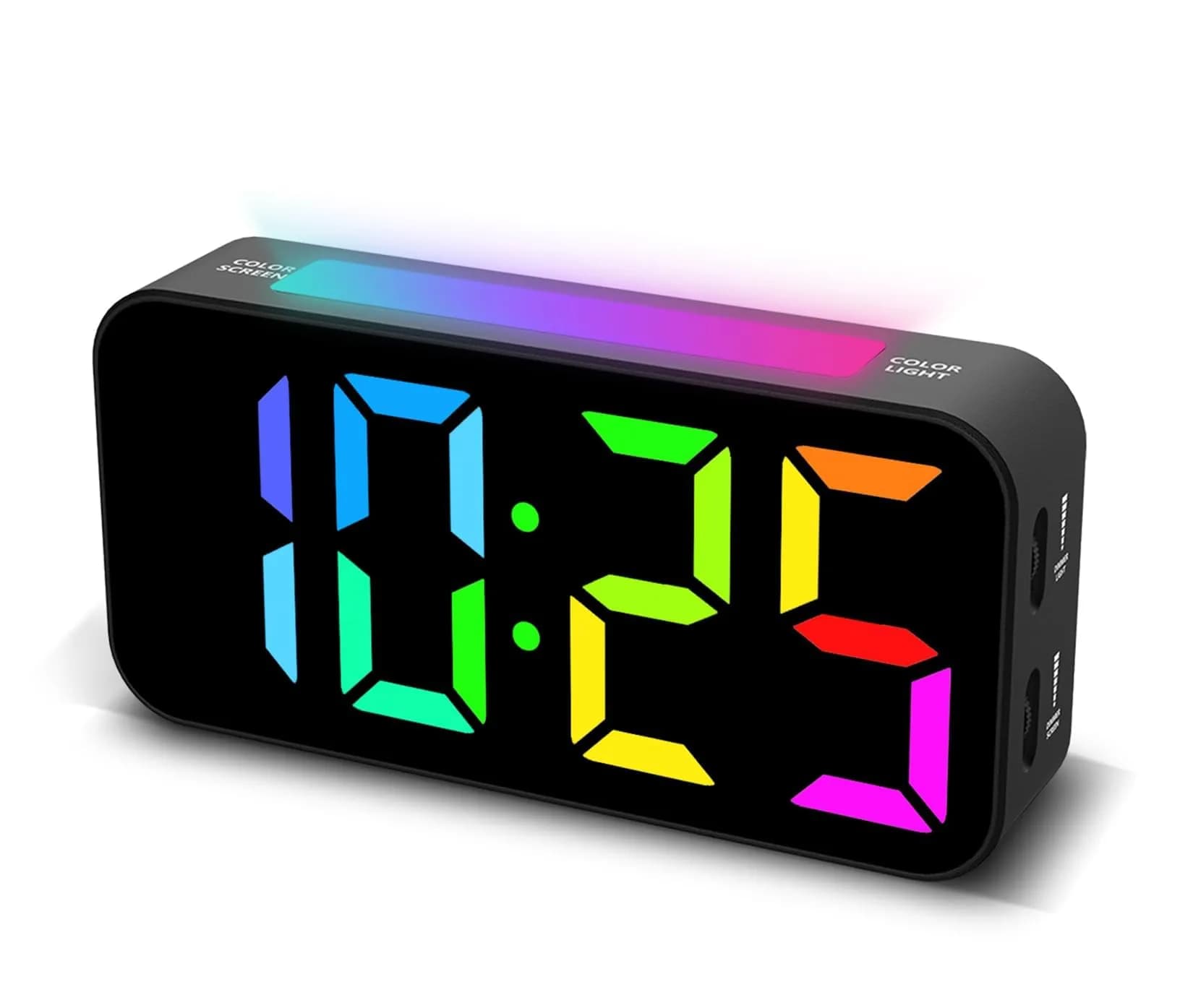 Topski Digital Bedside Alarm Clock with RGB Night Light, 7-inch LED Display, Dual Alarm, Snooze, Brightness Control, Heavy Sleepers Friendly