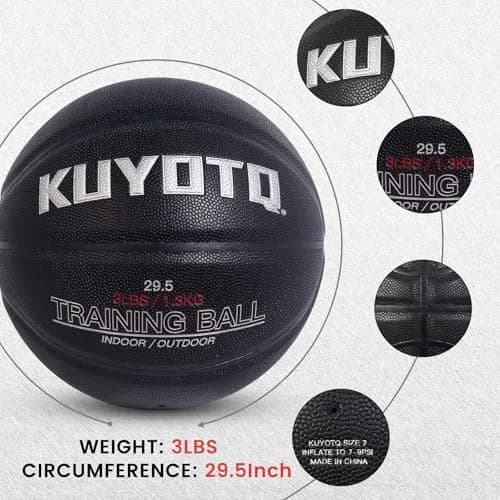 KUYOTQ 3lbs (1.36kg) Weighted Training Basketball Size 7 | Official Size Composite Leather Indoor/Outdoor thumbnail 7