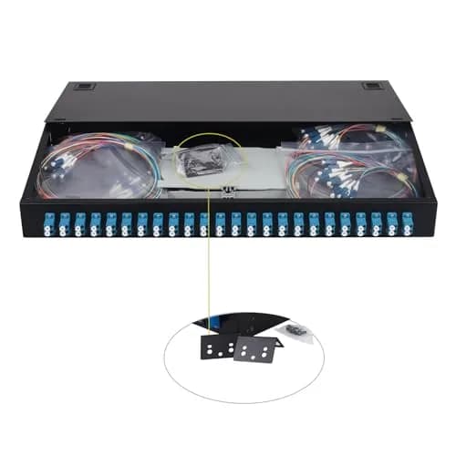 fyboptwu 1-Pack 48 core LC/UPC OS2 Rack Mount Enclosure | 19" Fits, Fiber Optic thumbnail 1