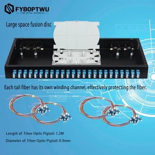 fyboptwu 1-Pack 48 core LC/UPC OS2 Rack Mount Enclosure | 19" Fits, Fiber Optic thumbnail 5