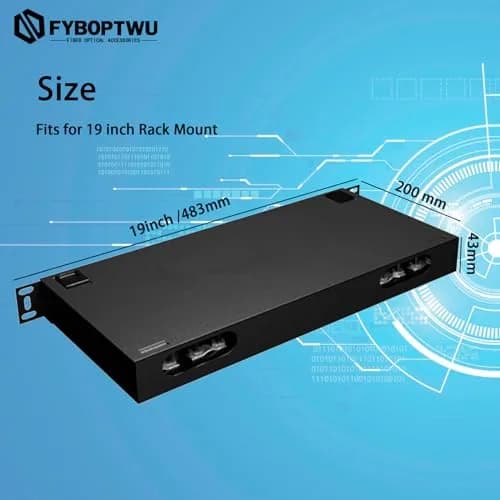 fyboptwu 1-Pack 48 core LC/UPC OS2 Rack Mount Enclosure | 19" Fits, Fiber Optic thumbnail 2
