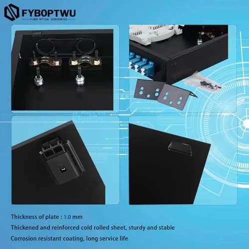 fyboptwu 1-Pack 48 core LC/UPC OS2 Rack Mount Enclosure | 19" Fits, Fiber Optic thumbnail 3