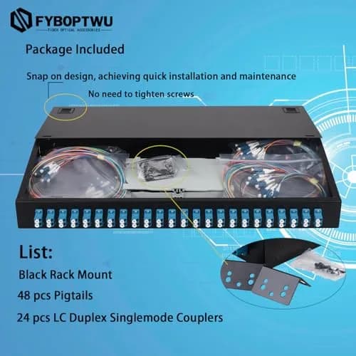 fyboptwu 1-Pack 48 core LC/UPC OS2 Rack Mount Enclosure | 19" Fits, Fiber Optic thumbnail 4