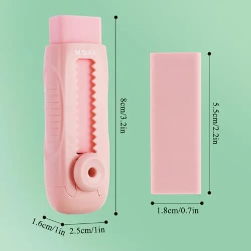M&G Pink 4+1 Pack Rubber Erasers | Retractable Soft Pink Pencil Erasers for School & Office thumbnail 2