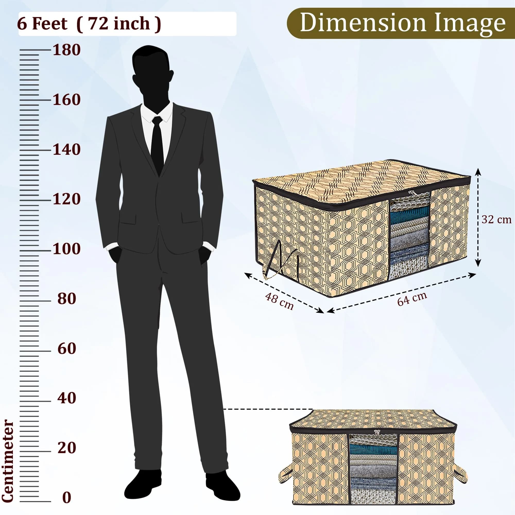 Kuber Industries Underbed Storage Bag Large Coffee Check-Design Pack of 2 | 64cm x 48cm x 32cm - view 3