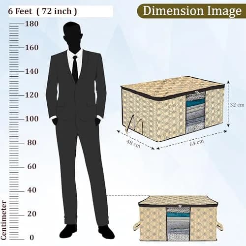 Kuber Industries Underbed Storage Bag Large Coffee Check-Design Pack of 2 | 64cm x 48cm x 32cm thumbnail 3