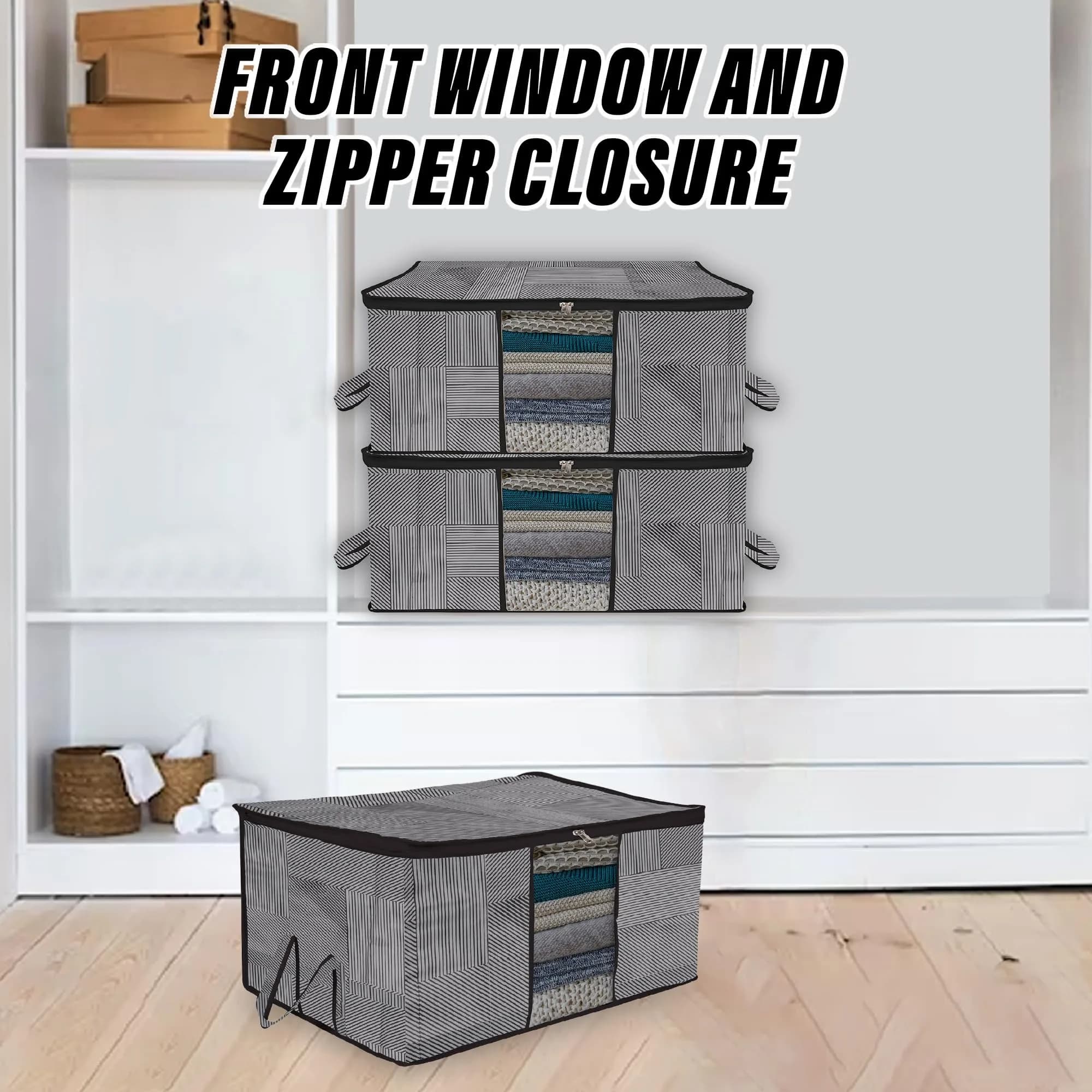 Kuber Industries 4-Piece Underbed Storage Bag Set 64cm x 48cm x 32cm | Non-Woven Clothes Organizer with Clear Window - view 6