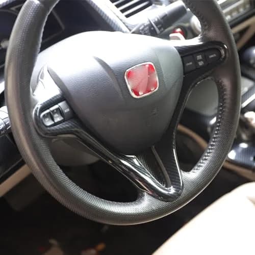 AEETUED Carbon Fiber Style Steering Wheel Trim Cover Frame for Honda Civic 2006-2011 | ABS Interior Moulding Accessories thumbnail 4