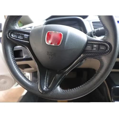 AEETUED Carbon Fiber Style Steering Wheel Trim Cover Frame for Honda Civic 2006-2011 | ABS Interior Moulding Accessories thumbnail 5