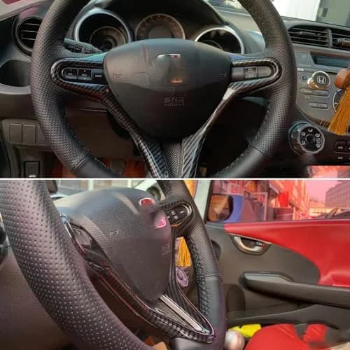 AEETUED Carbon Fiber Style Steering Wheel Trim Cover Frame for Honda Civic 2006-2011 | ABS Interior Moulding Accessories thumbnail 3