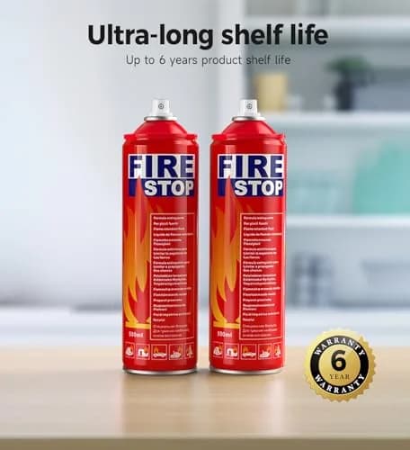 AmzBoom Fire Extinguisher 2-Pack with Mounting Bracket, Portable A, B, C, K Rated, 27.1 cm (10.8 in) Height | Prevents Reignition thumbnail 5