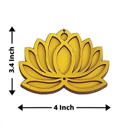 GIFT JAIPUR Multicolor Lotus DIY Cutouts 4 Inch (10.16 cm) | 24 Pc Handcrafted Wooden Decor for Festivals thumbnail 4