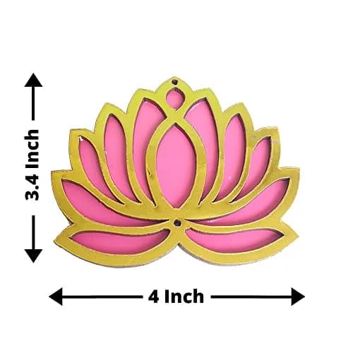 GIFT JAIPUR Multicolor Lotus DIY Cutouts 4 Inch (10.16 cm) | 24 Pc Handcrafted Wooden Decor for Festivals thumbnail 2