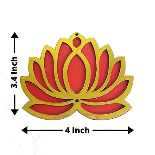 GIFT JAIPUR Multicolor Lotus DIY Cutouts 4 Inch (10.16 cm) | 24 Pc Handcrafted Wooden Decor for Festivals thumbnail 3