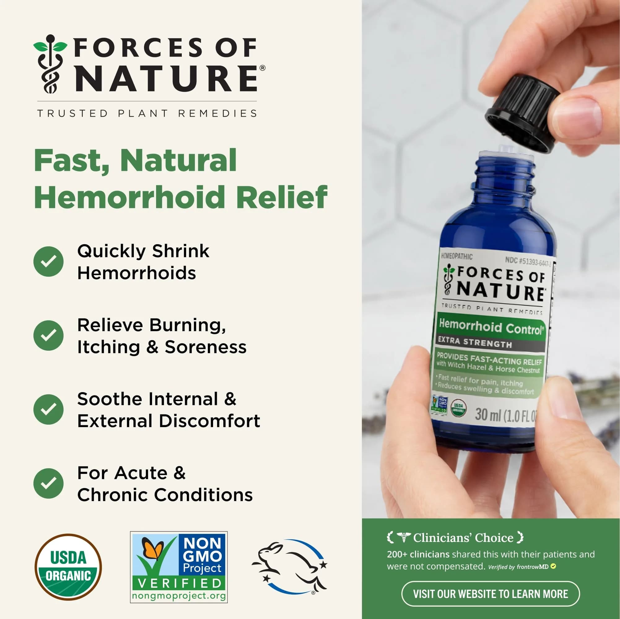 Forces of Nature Hemorrhoid Treatment Extra Strength 30ml | Fast Relief Oil for Acute & Chronic Hemorrhoids thumbnail 2