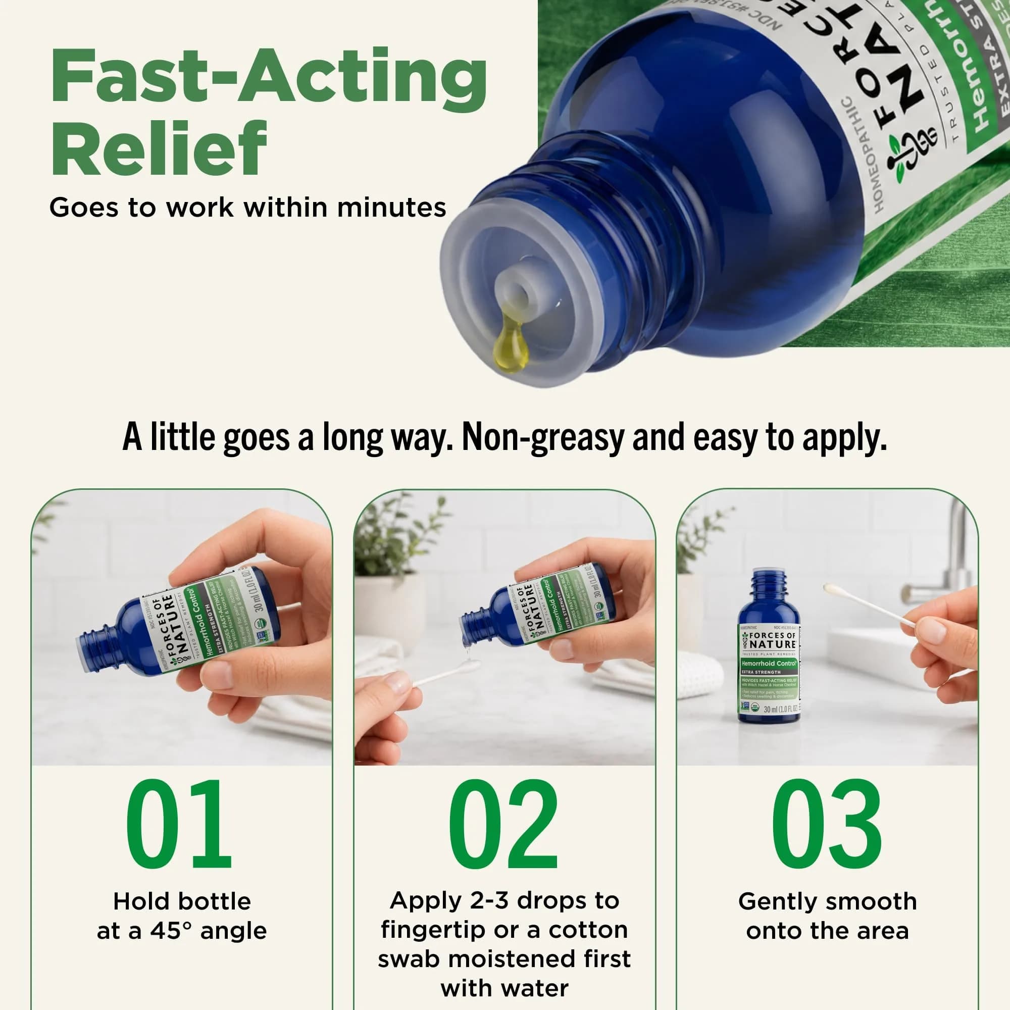 Forces of Nature Hemorrhoid Treatment Extra Strength 30ml | Fast Relief Oil for Acute & Chronic Hemorrhoids thumbnail 4