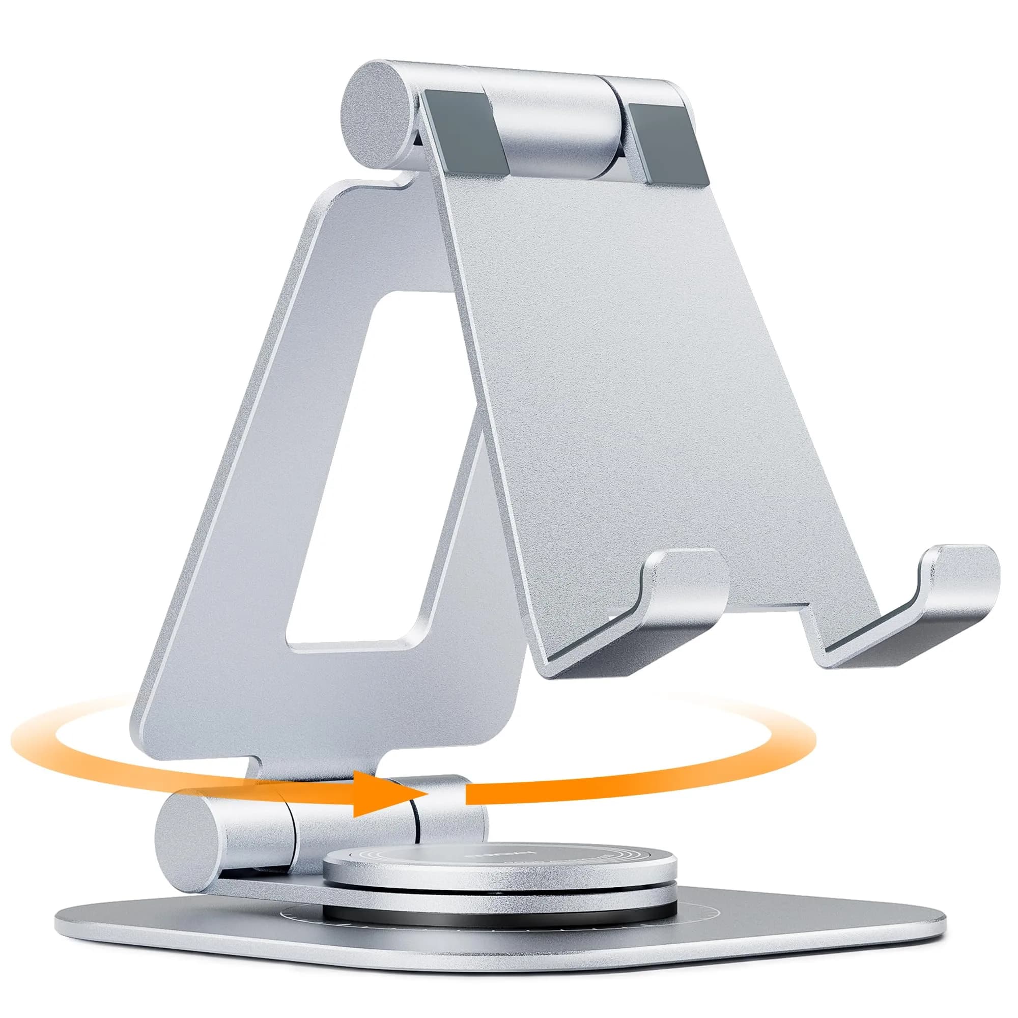 Nulaxy Portable Phone Stand 360° Adjustable Silver | Fully Rotatable, Foldable & Compatible with 4-8" Devices — C-Silver