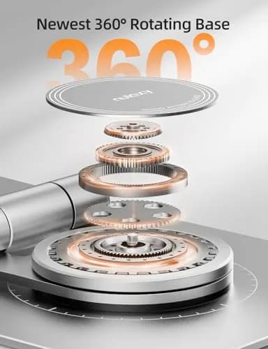 Nulaxy Portable Phone Stand 360° Adjustable Silver | Fully Rotatable, Foldable & Compatible with 4-8" Devices thumbnail 3