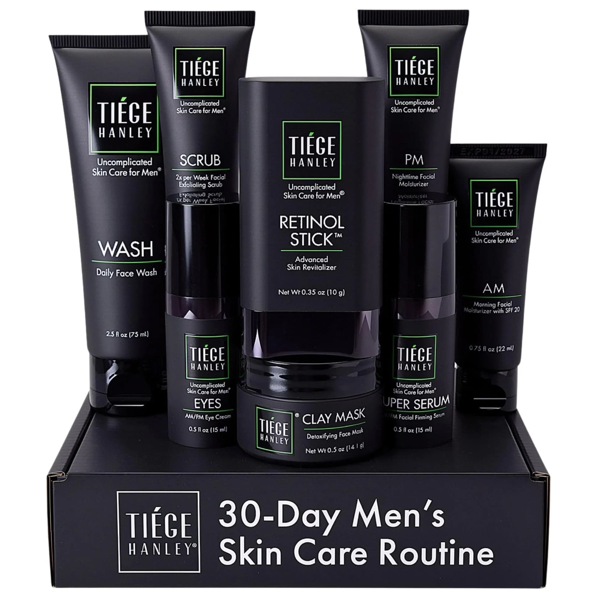 Tiege Hanley Rejuvenation Men's Skin Care Set, 30-Day, 8 Piece Kit | Anti-Aging & Hydrating