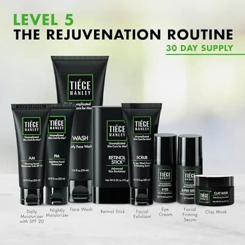 Tiege Hanley Rejuvenation Men's Skin Care Set, 30-Day, 8 Piece Kit | Anti-Aging & Hydrating thumbnail 2