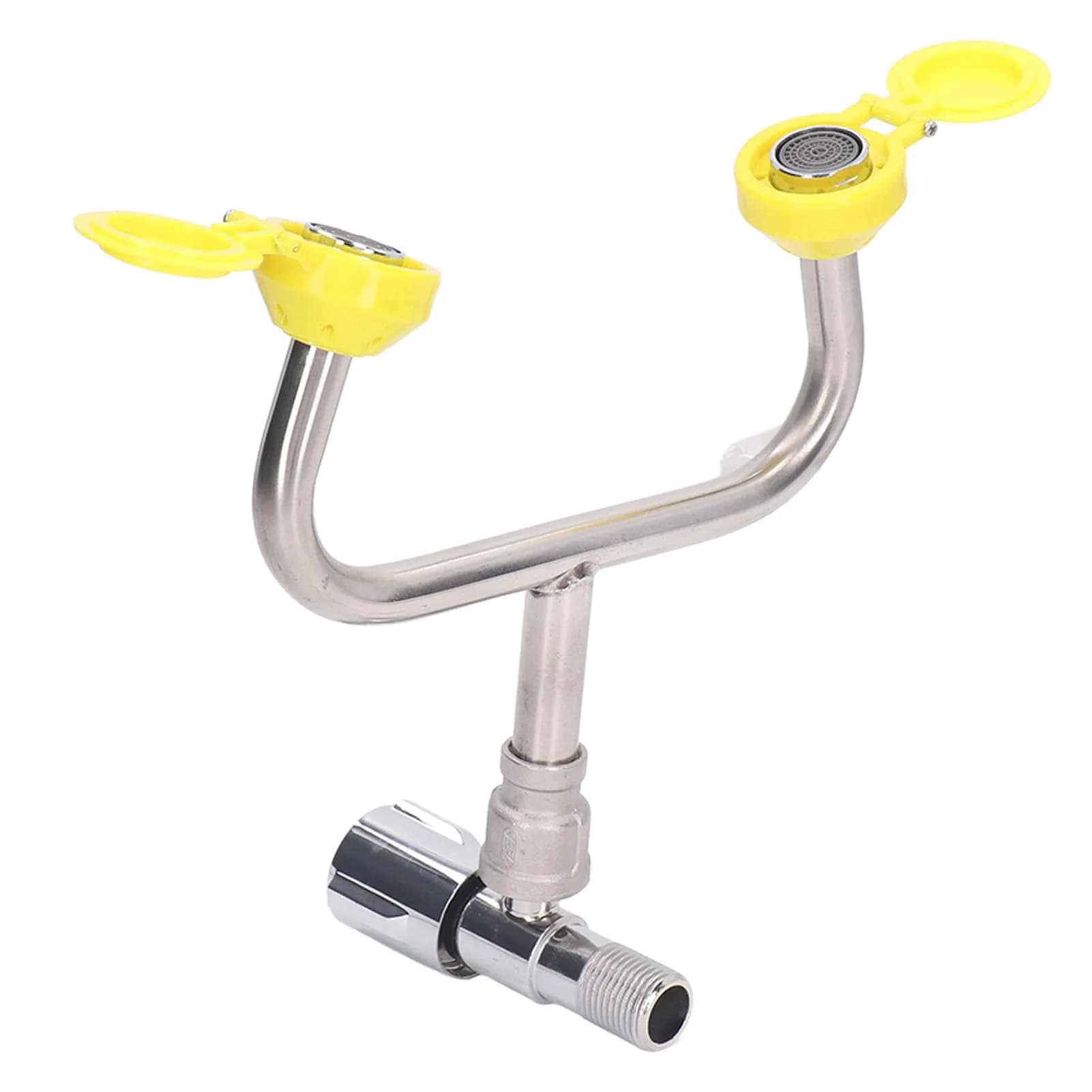 DAUERHAFT Faucet Mounted Emergency Eyewash Station with 2 Inflatable Nozzles & Flip Top Dust Cover | Continuous Flow
