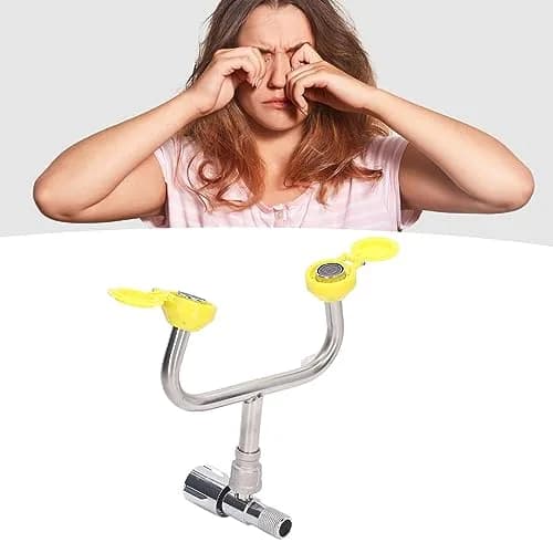 DAUERHAFT Faucet Mounted Emergency Eyewash Station with 2 Inflatable Nozzles & Flip Top Dust Cover | Continuous Flow thumbnail 3