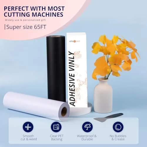 HTVRONT Matte White Permanent Vinyl Roll 12in x 65ft | Large Size & Durable thumbnail 4