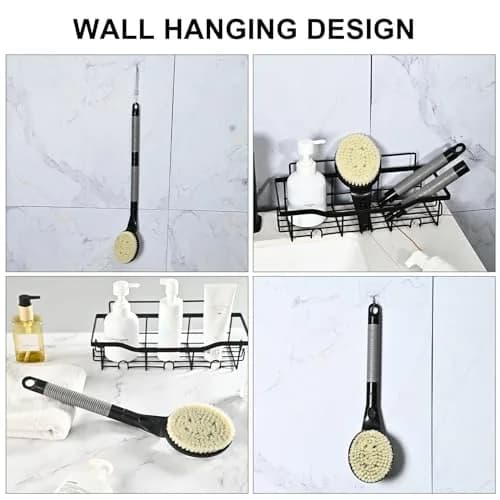 BTideas Detachable Back Bath Brush with Long Handle for Shower, 55cm (21.7") Black | Exfoliates & Cleans Hard-to-Reach Areas thumbnail 7