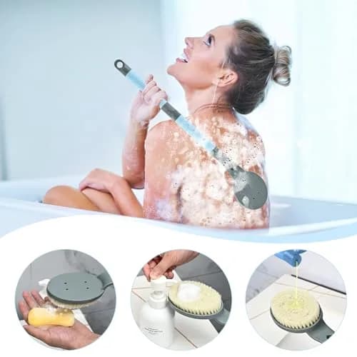 BTideas Detachable Back Bath Brush 55cm (21.7”) Grey | Long Handle for Shower Exfoliation & Limited Mobility thumbnail 5