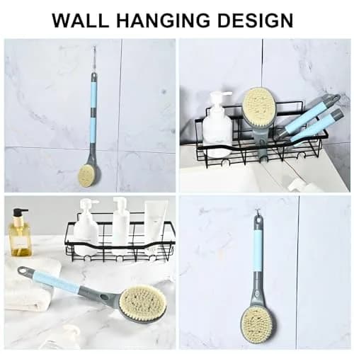 BTideas Detachable Back Bath Brush 55cm (21.7”) Grey | Long Handle for Shower Exfoliation & Limited Mobility thumbnail 7