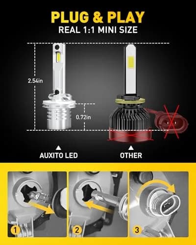 AUXITO 880 LED Fog Light Bulb 156 g (5.5 oz) Pack of 2 | 6500K Cool White, 16,000LM Super Brightness thumbnail 4
