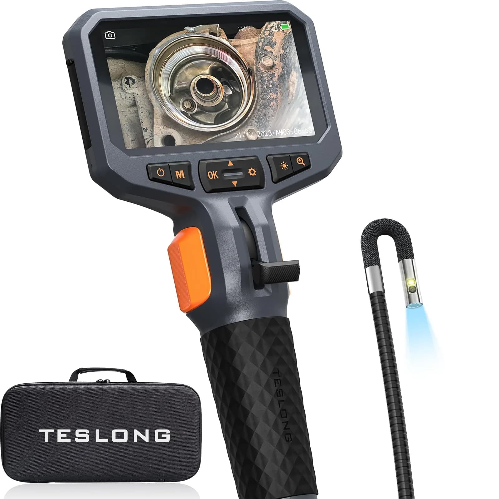 Teslong Articulating Borescope Dual Lens Endoscope 1.5m (5ft) | 4.5-inch IPS Screen, 1MP HD, 32GB Card