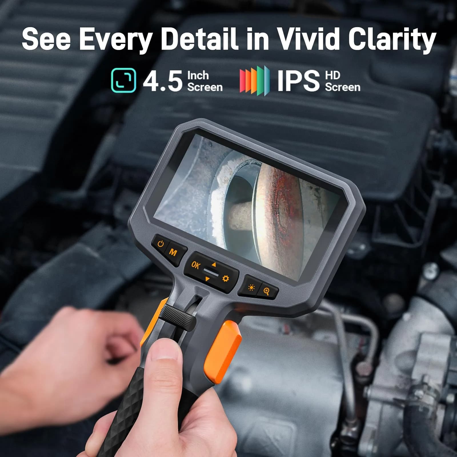 Teslong Articulating Borescope Dual Lens Endoscope 1.5m (5ft) | 4.5-inch IPS Screen, 1MP HD, 32GB Card - view 4