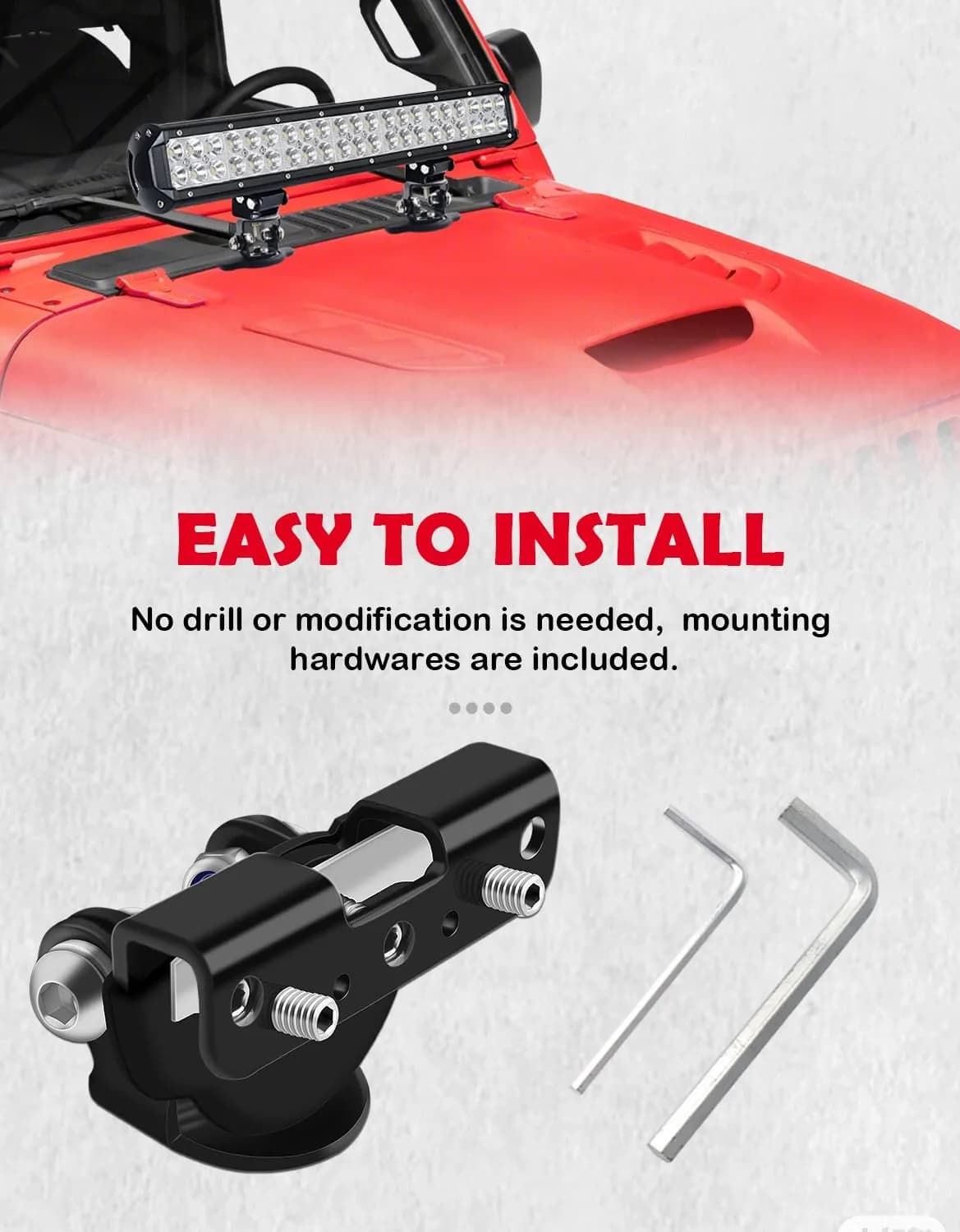 NORTHYUN Black LED Hood Mounts (2-Pack) | Universal Stainless Steel Clamp Lights for Trucks, SUVs, Vans - view 4