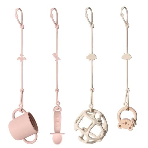 Andy Bear Silicone Toy Straps for Babies, Toddlers & Strollers | 4-Pack Blush thumbnail 1