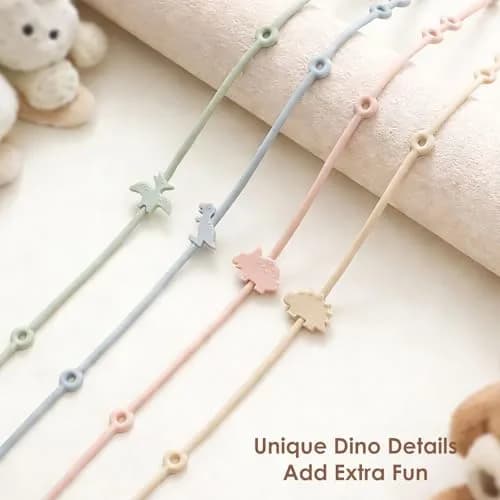 Andy Bear Silicone Toy Straps for Strollers, High Chairs, Cribs & Car Seats | 4-Pack, Baby Blue/Ivory thumbnail 4