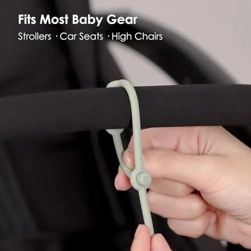 Andy Bear Silicone Toy Straps for Strollers, High Chairs, Cribs & Car Seats | 4-Pack, Baby Blue/Ivory thumbnail 6