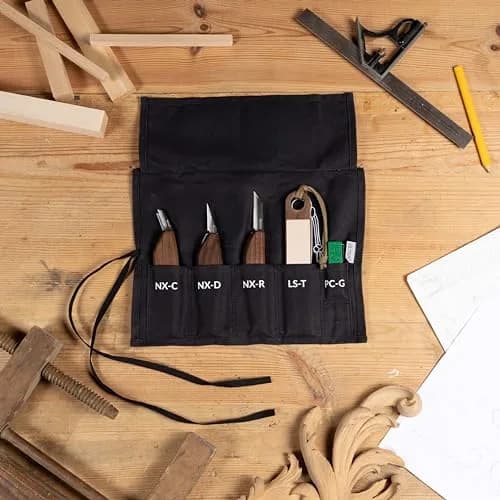 Hutsuls S.06 Wood Carving Knives Kit - Complete Beginners Whittling Set, Precision Japanese SK2 Blades, Ergonomic Walnut Handles, Leather Strop & Canvas Bag thumbnail 2