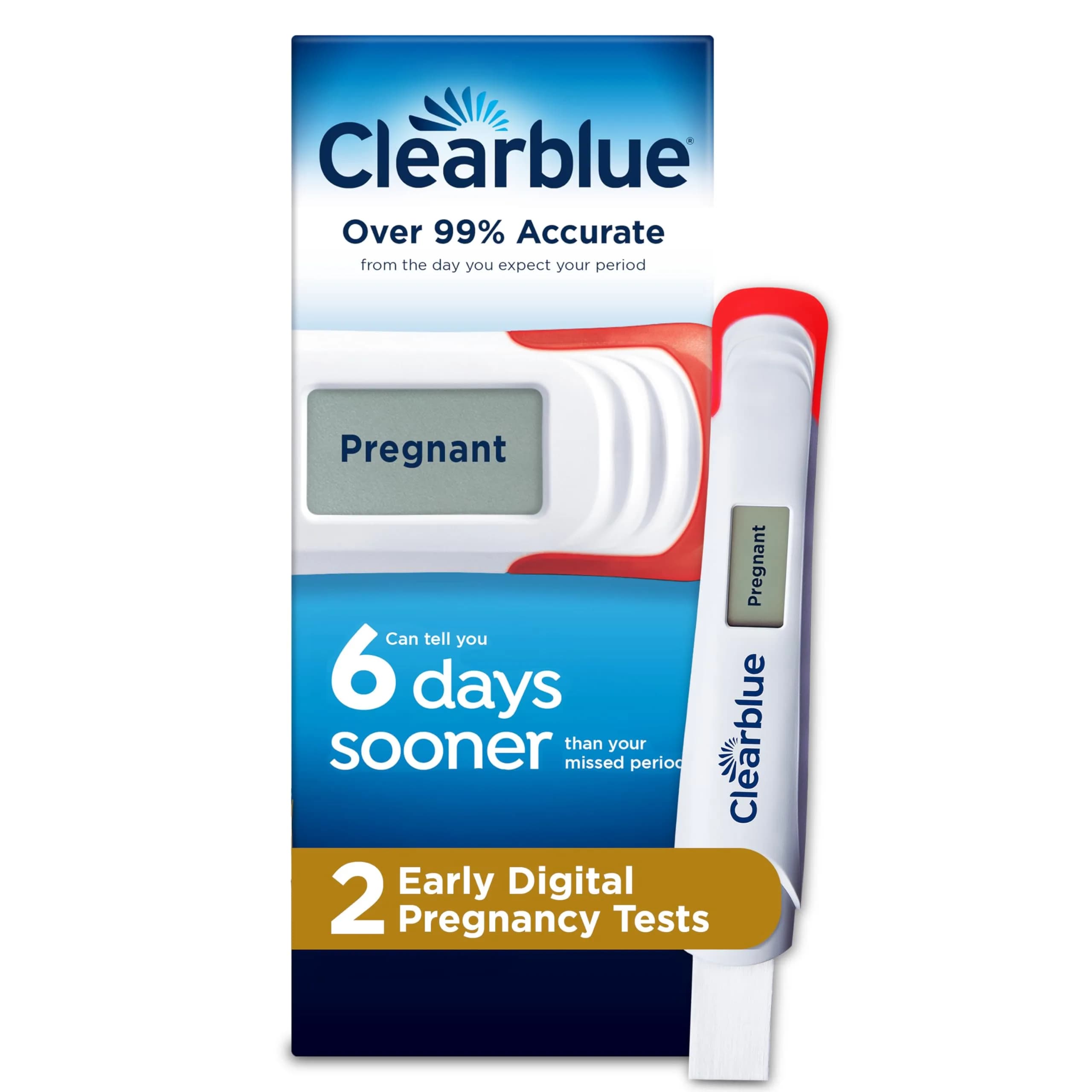 Clearblue Early Digital Pregnancy Test 2 Ct | Detects 6 Days Early, Over 99% Accurate