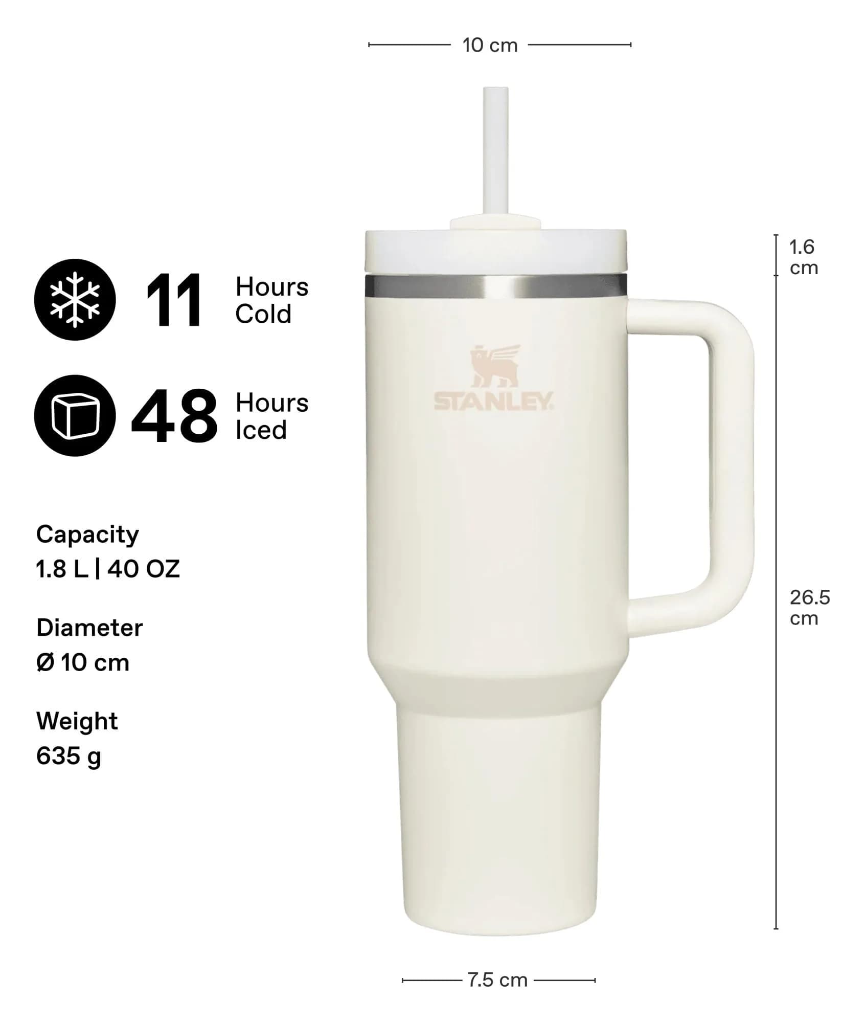 STANLEY Quencher H2.0 FlowState Tumbler 1183ml (40 oz) Ash | Keeps Drinks Cold 9 Hrs, Hot 40 Hrs - view 2
