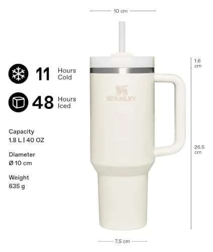 STANLEY Quencher H2.0 FlowState Tumbler 1183ml (40 oz) Ash | Keeps Drinks Cold 9 Hrs, Hot 40 Hrs thumbnail 2