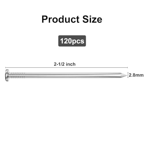 VGBUY Stainless Steel Hardware Nails 2-1/2 Inch (63.5mm) Flat Head | 120PCS for Picture Hanging thumbnail 4